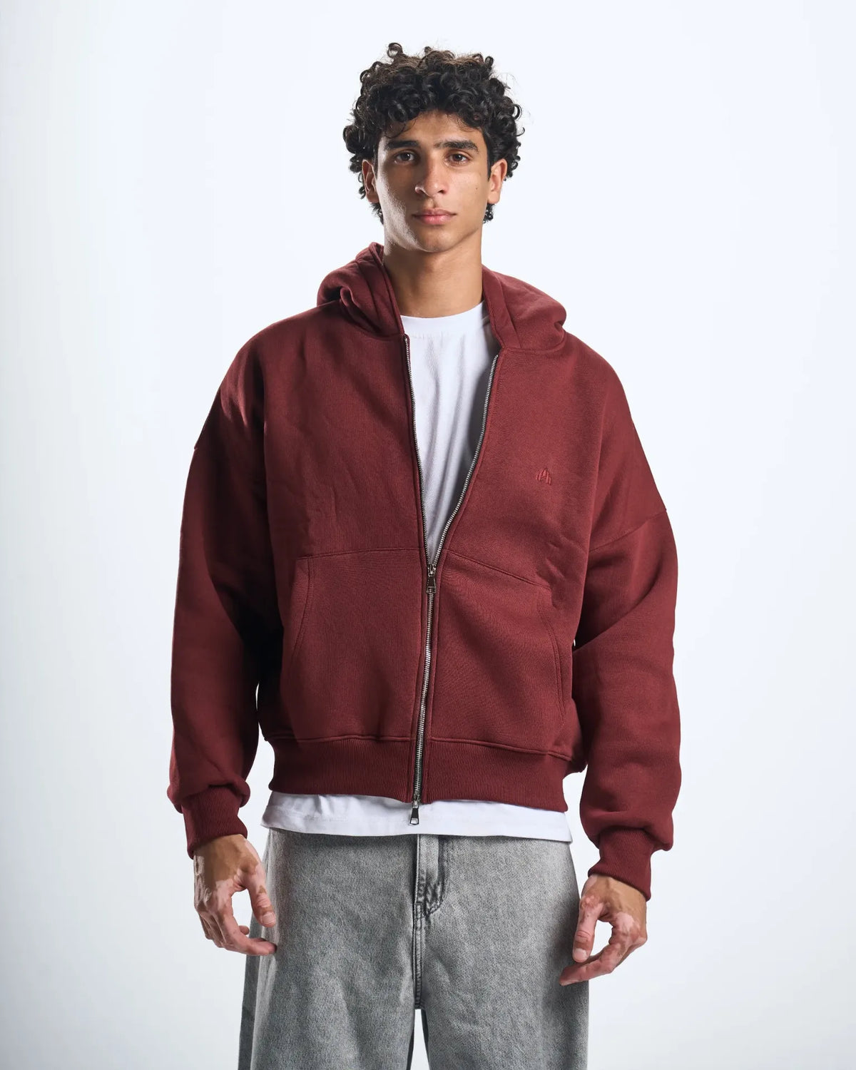 Zipup burgandy hoodie