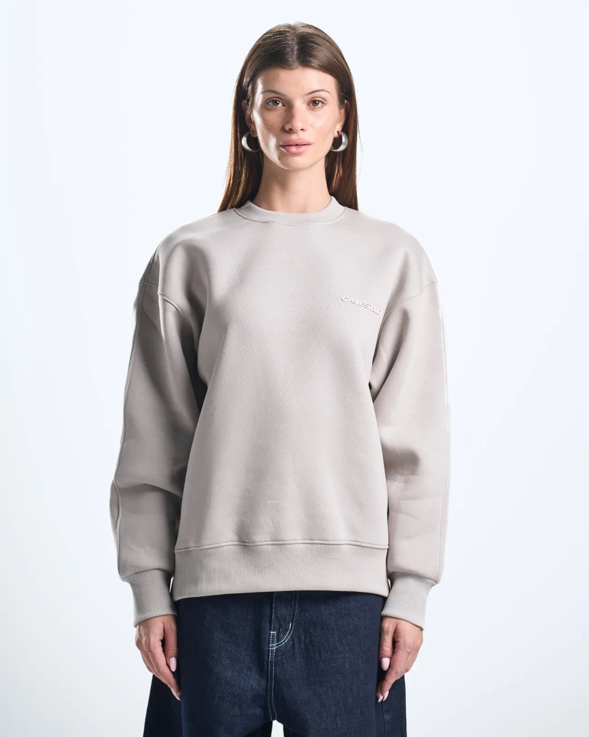outcast silver crewneck
