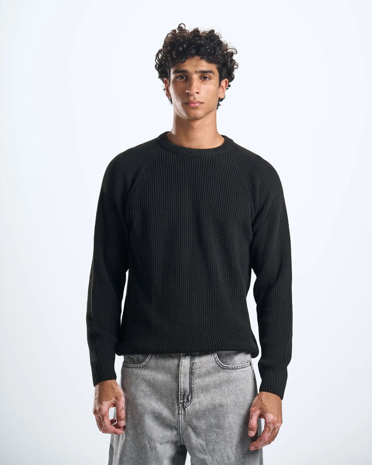 knitted black crewneck