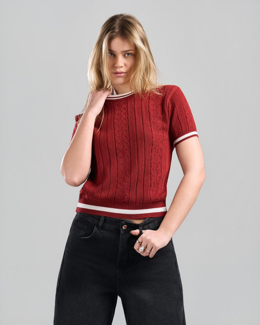 Chains burgundy knit sweater