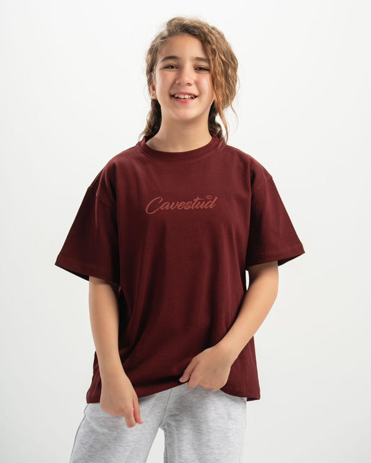 stud kids burgundy T-shirt