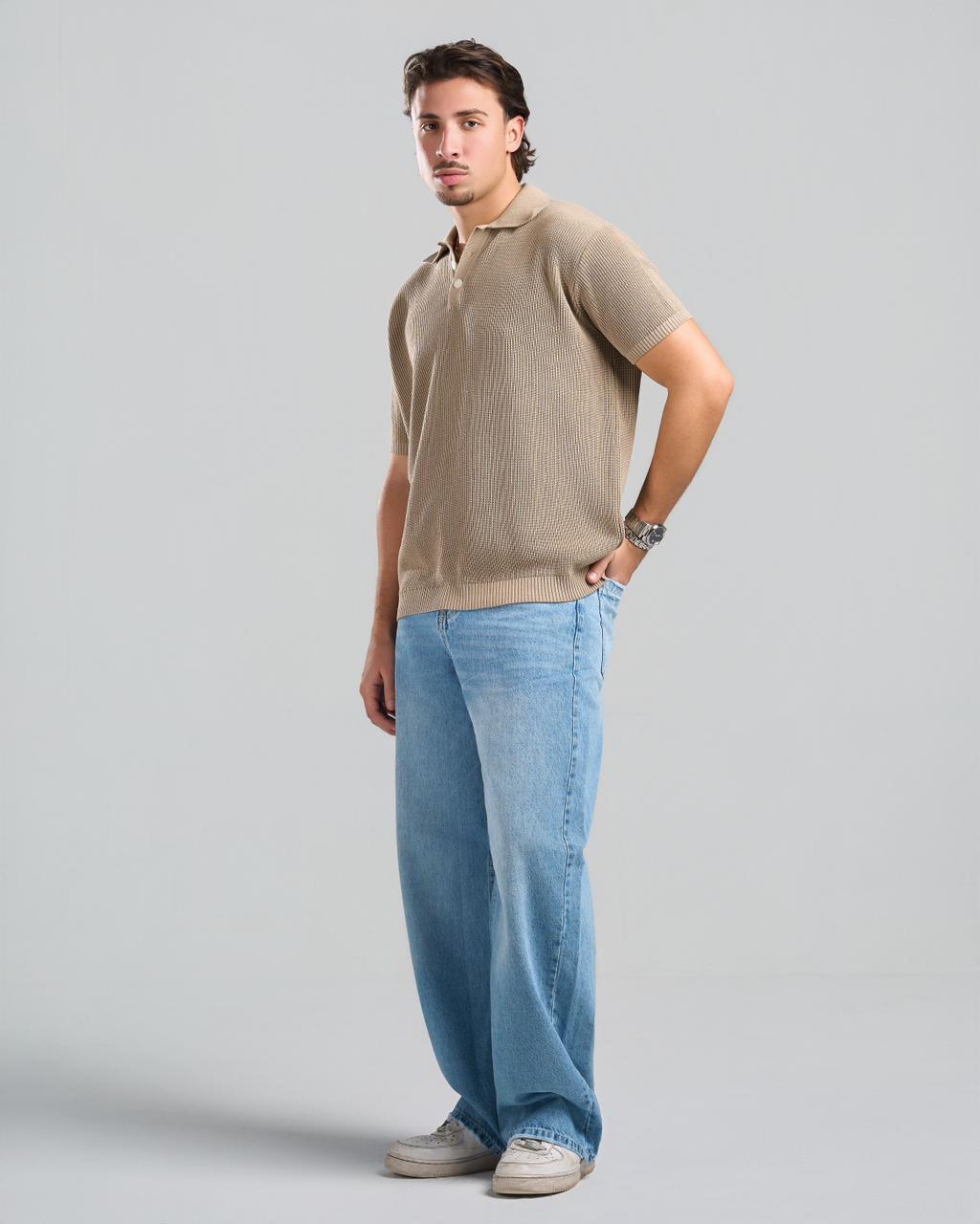 Knitted beige Polo