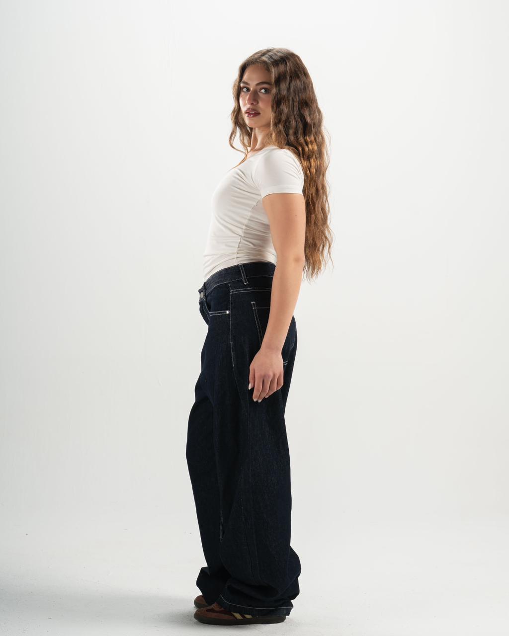 Unisex raw navy denim