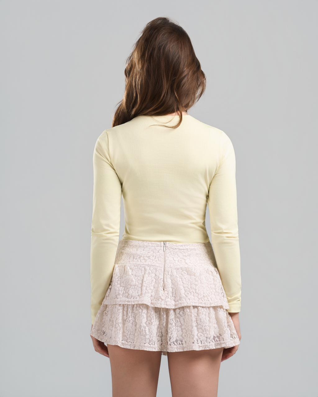 U-Neck Long Sleeve Yellow Top