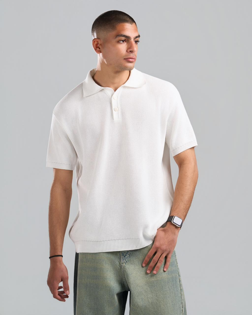 Knitted white Polo