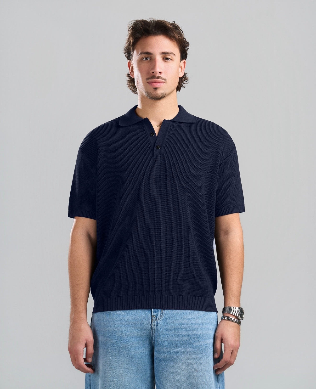 Knitted Navy blue Polo