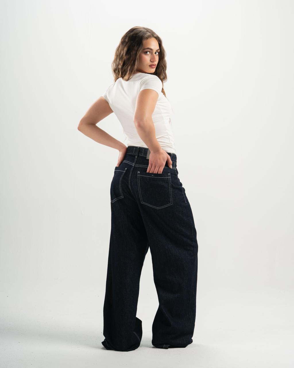 Unisex raw navy denim
