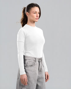 U-Neck Long Sleeve White Top