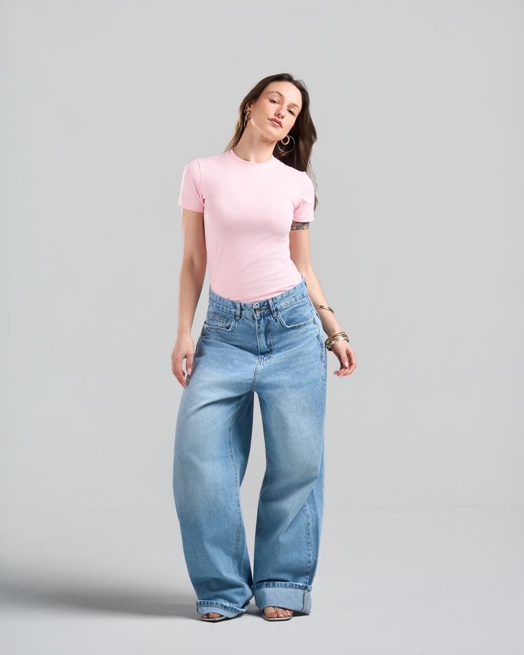 U-Neck Short Sleeve BabyPink Top