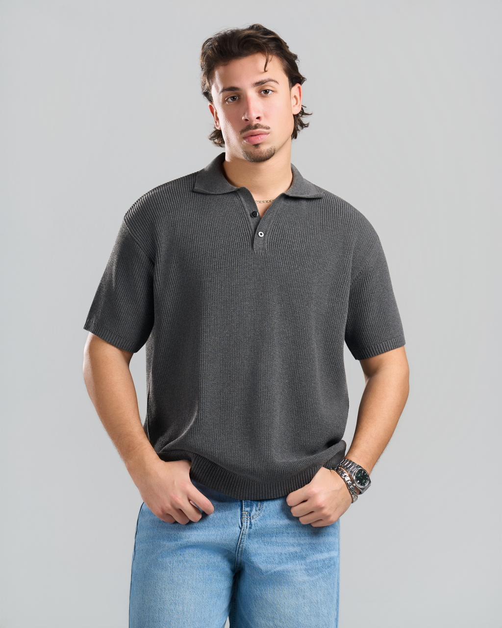 Knitted grey Polo