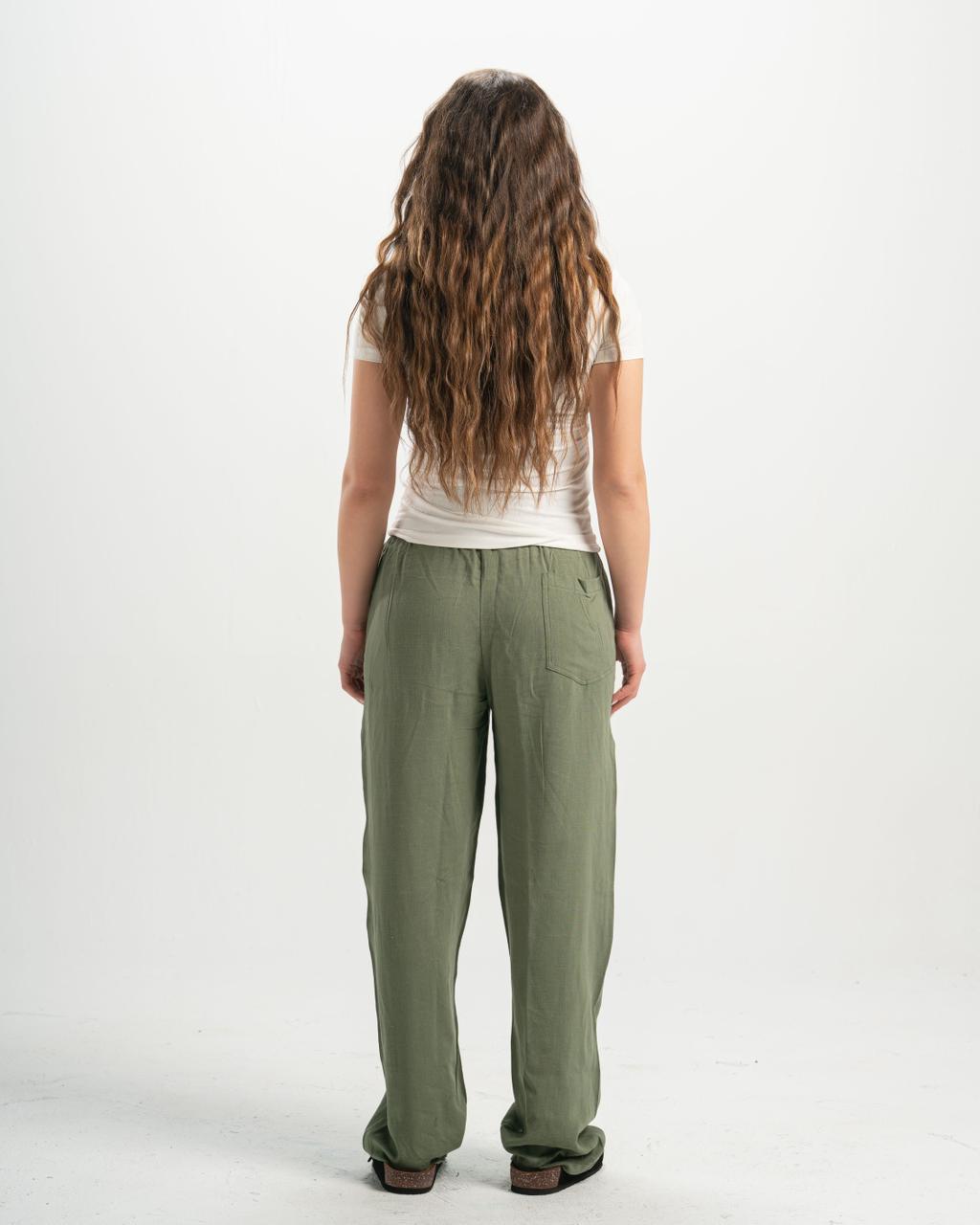 linen olive Pants