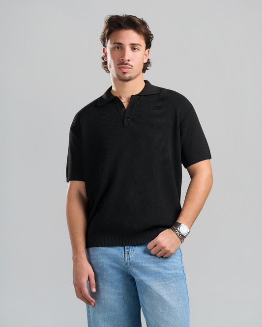 Knitted Black Polo