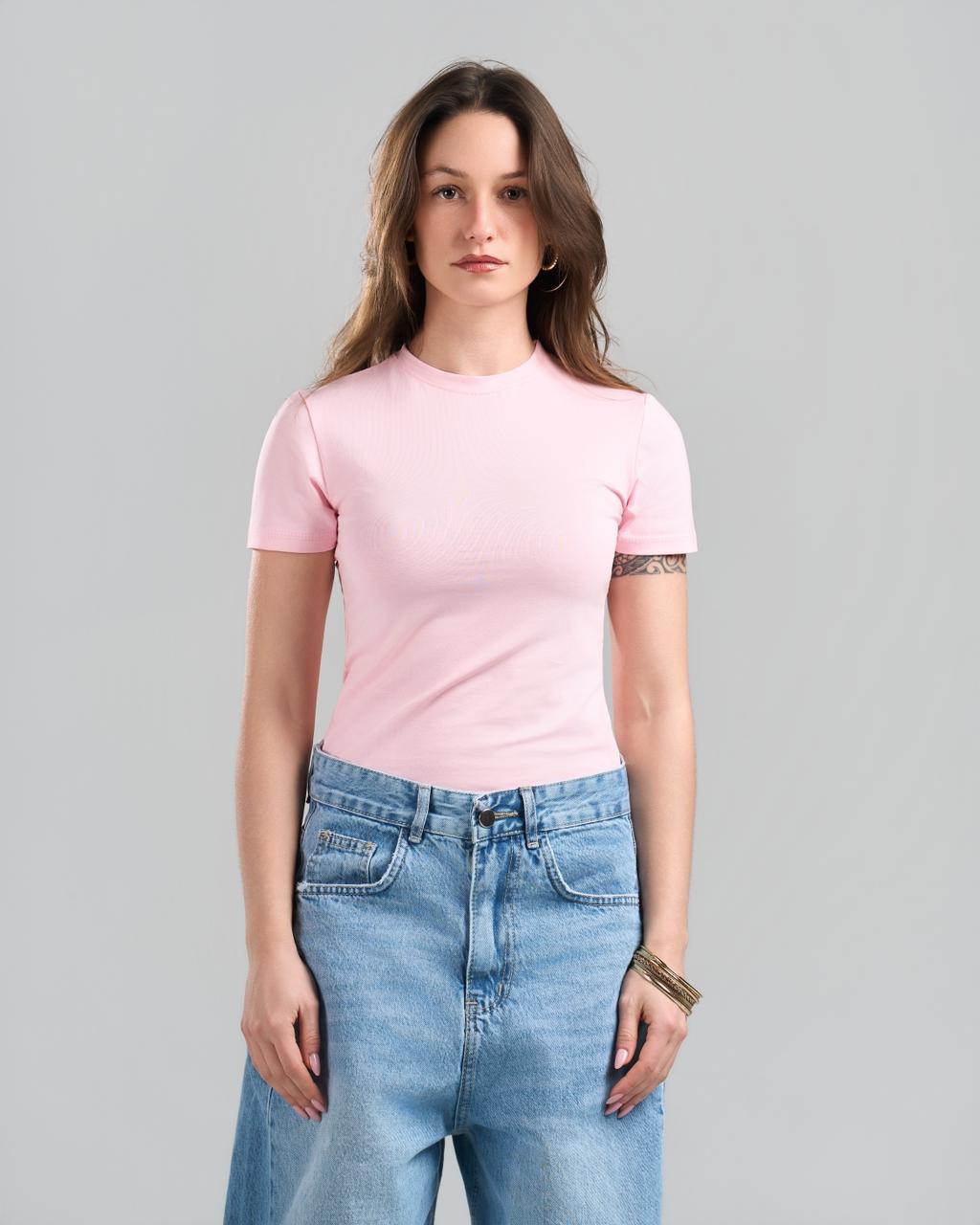 U-Neck Short Sleeve BabyPink Top