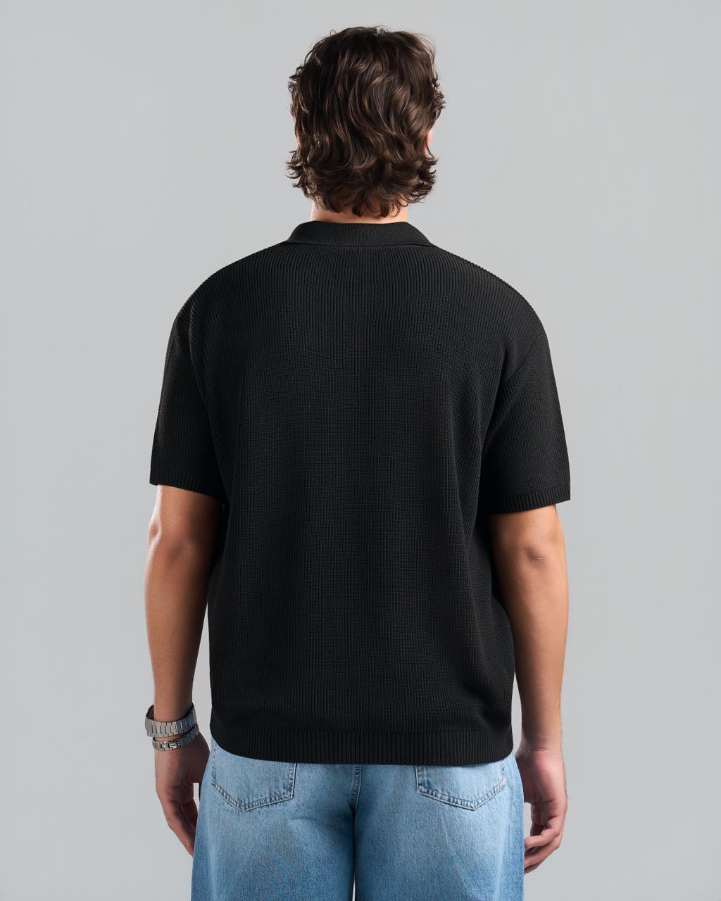 Knitted Black Polo