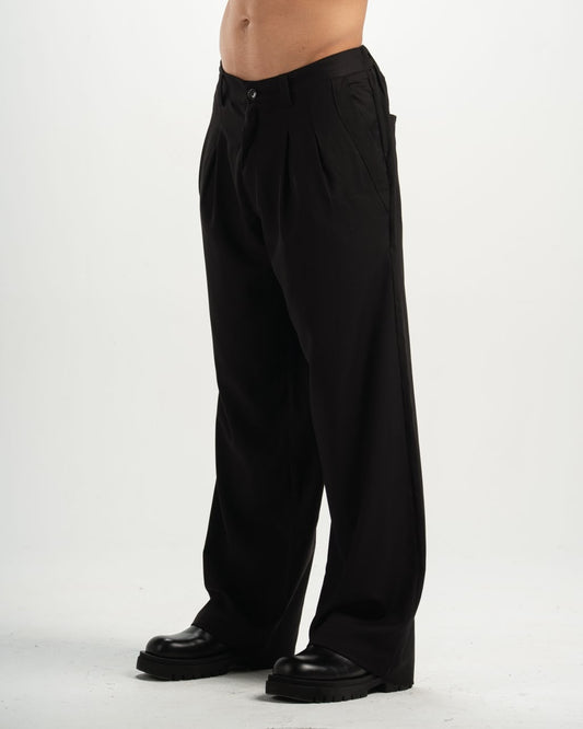 Men pleated black pants