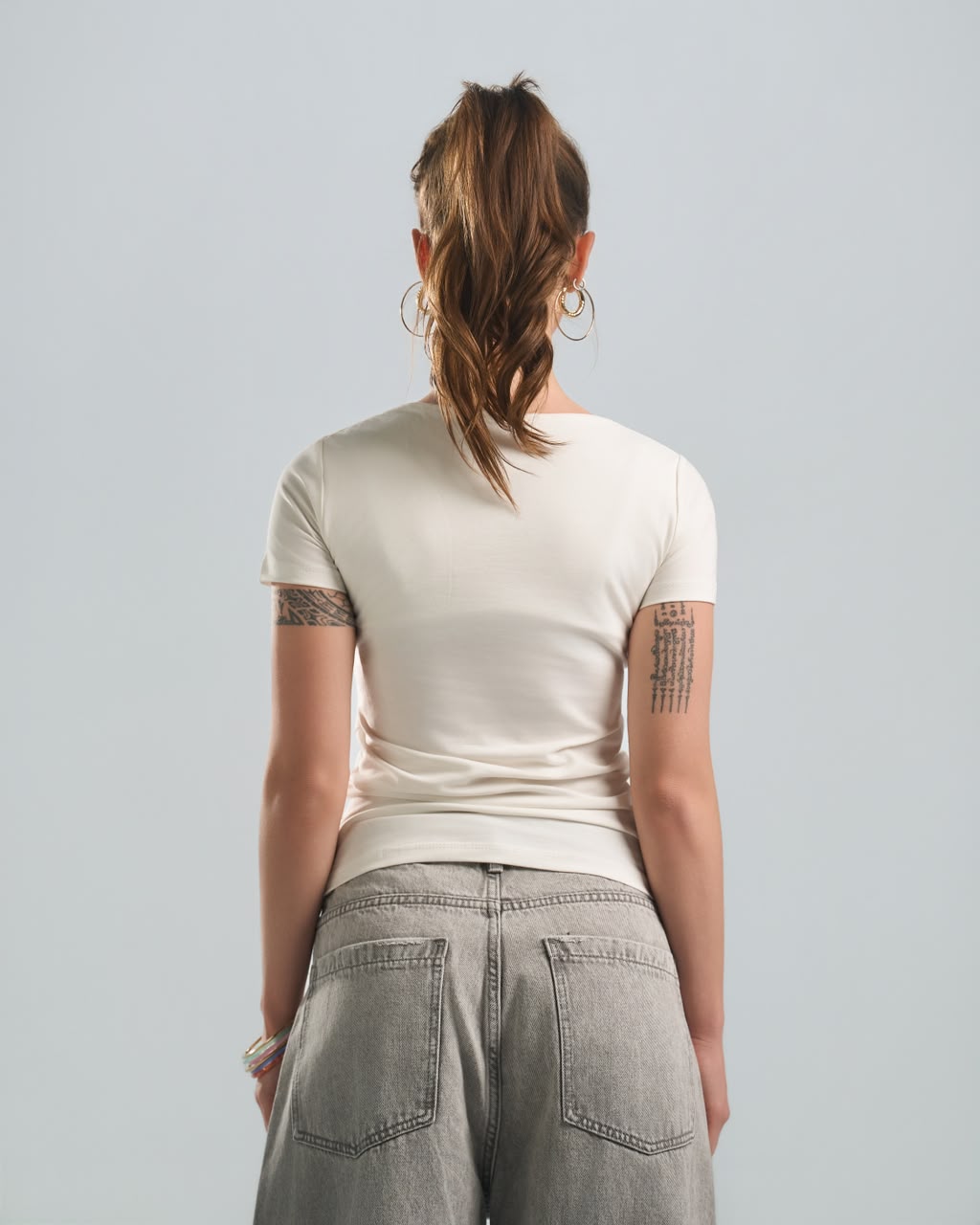 Square short sleeve white top