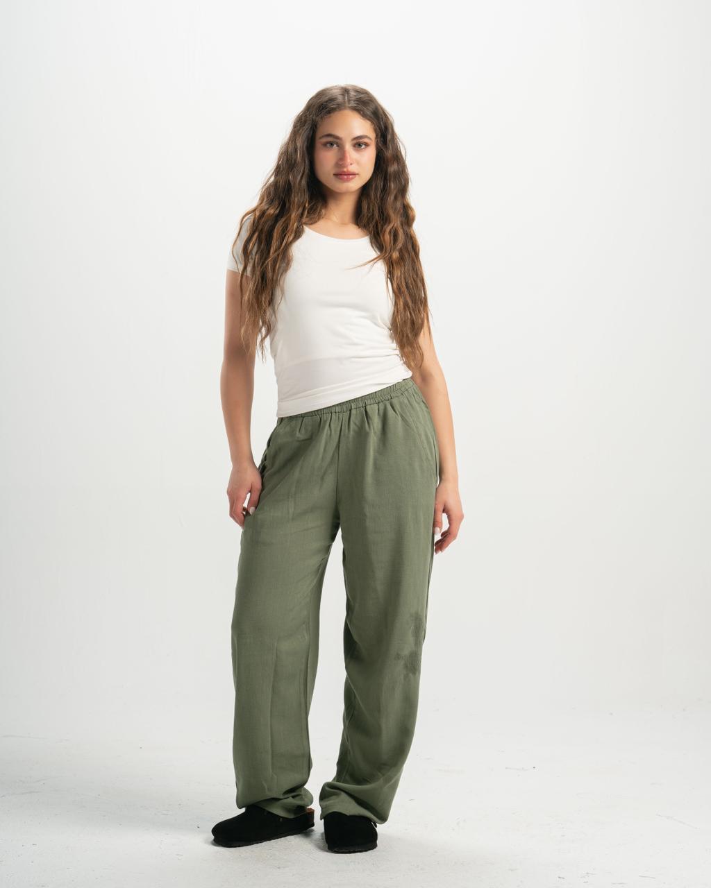 linen olive Pants