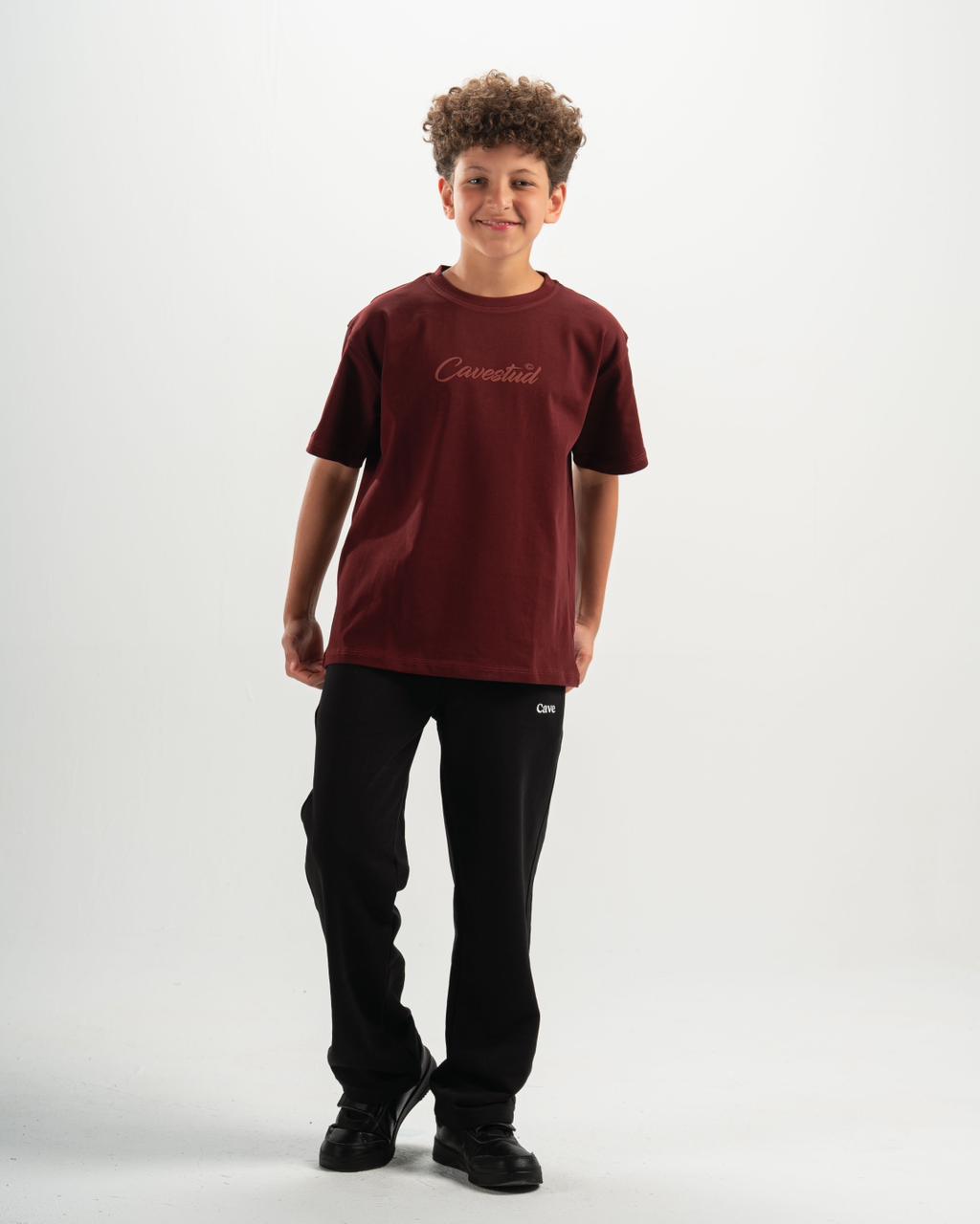 stud kids burgundy T-shirt