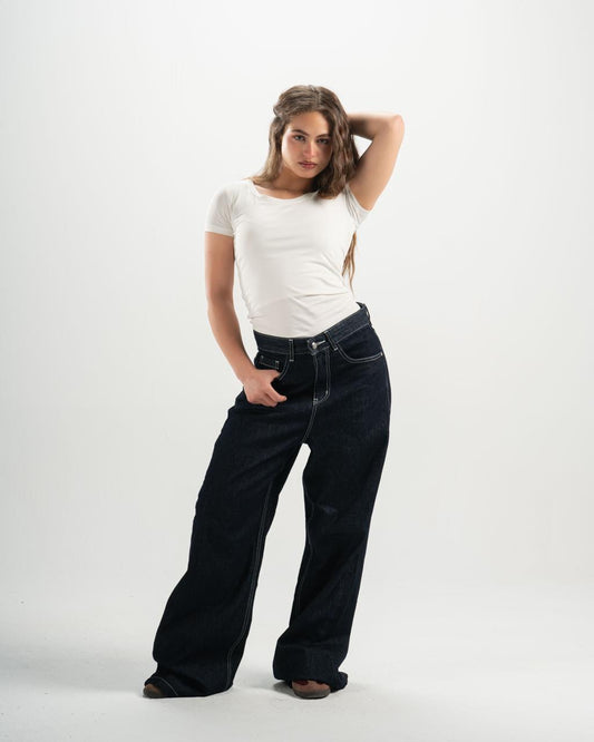 Unisex raw navy denim