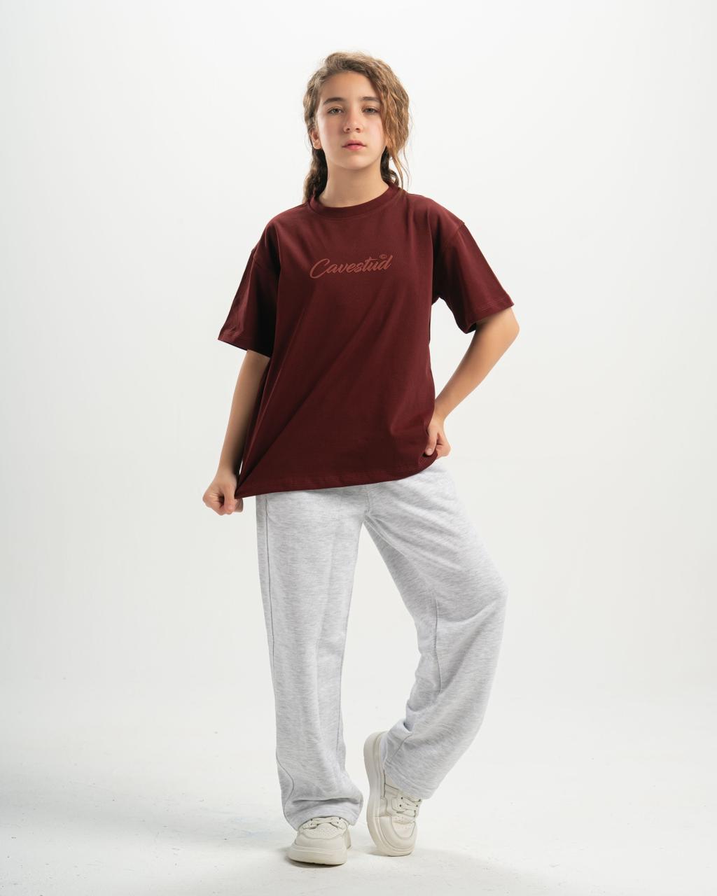 stud kids burgundy T-shirt