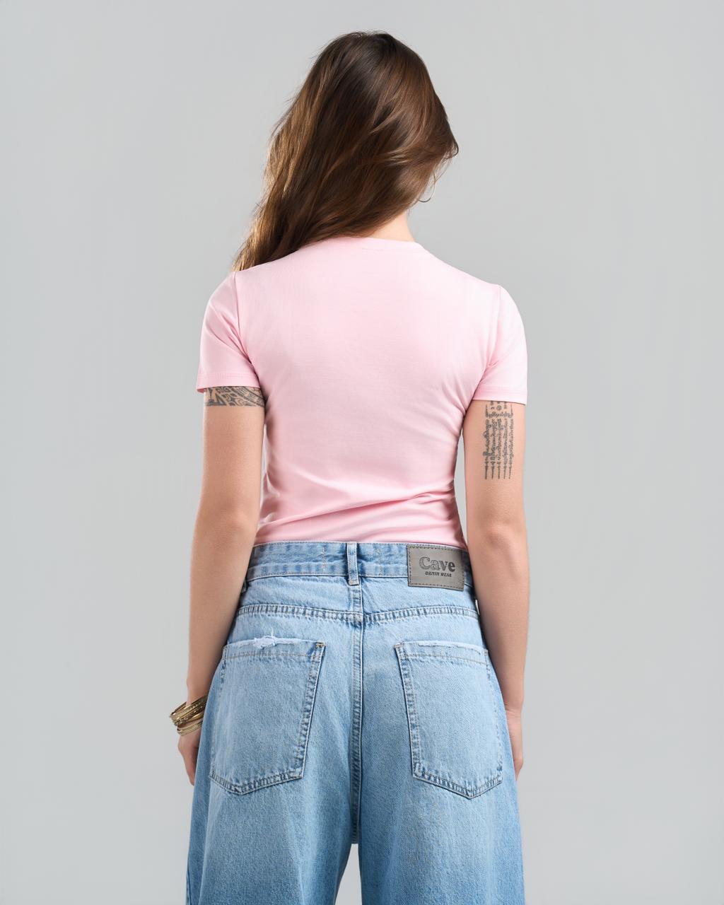 U-Neck Short Sleeve BabyPink Top