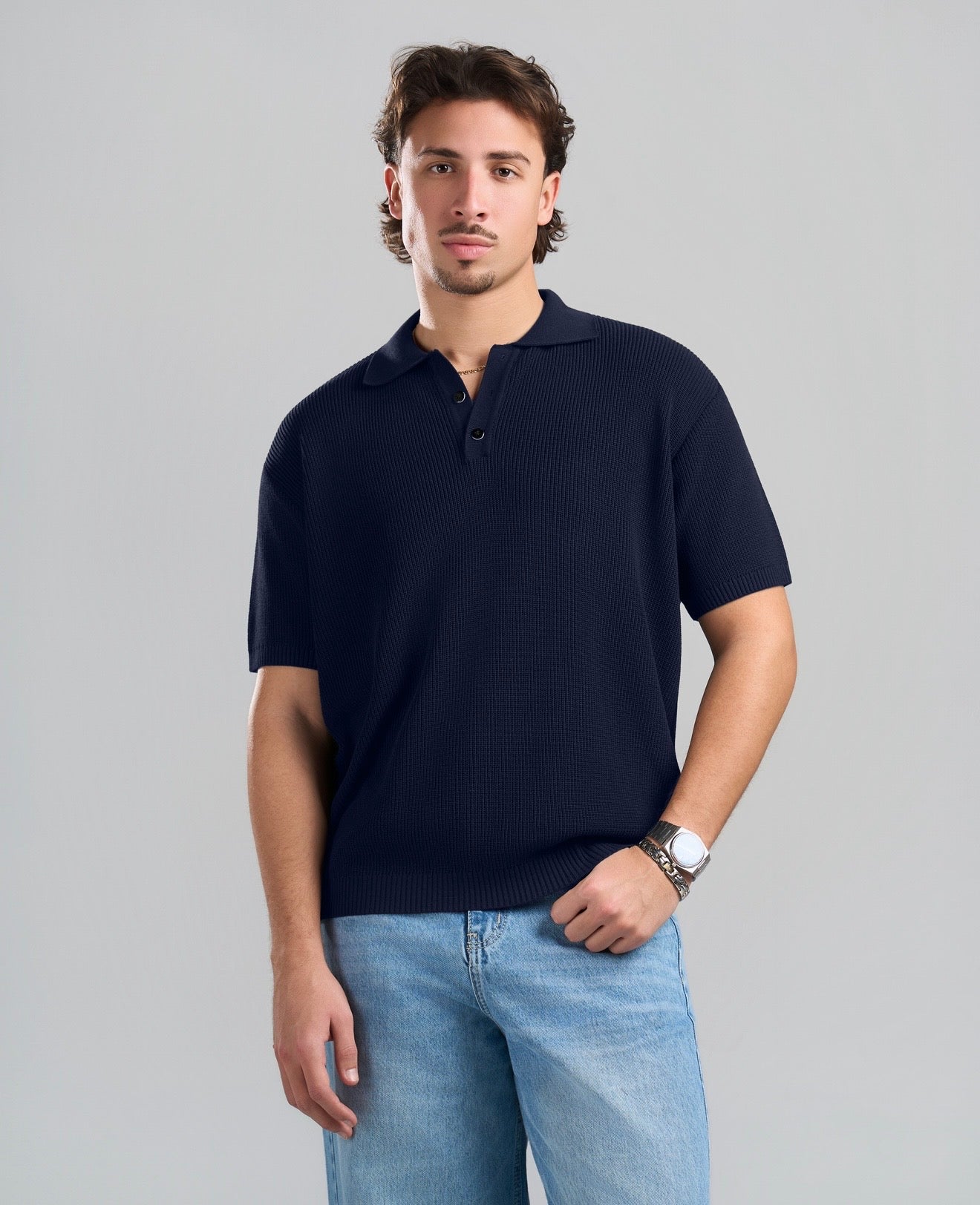 Knitted Navy blue Polo