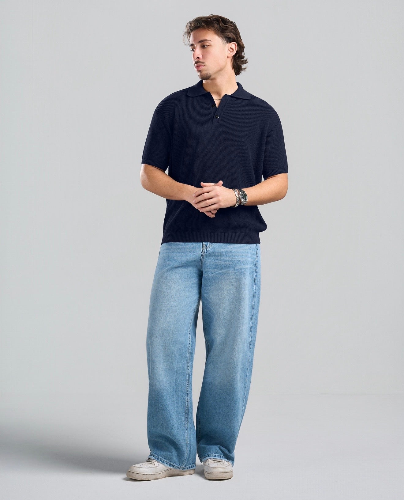 Knitted Navy blue Polo