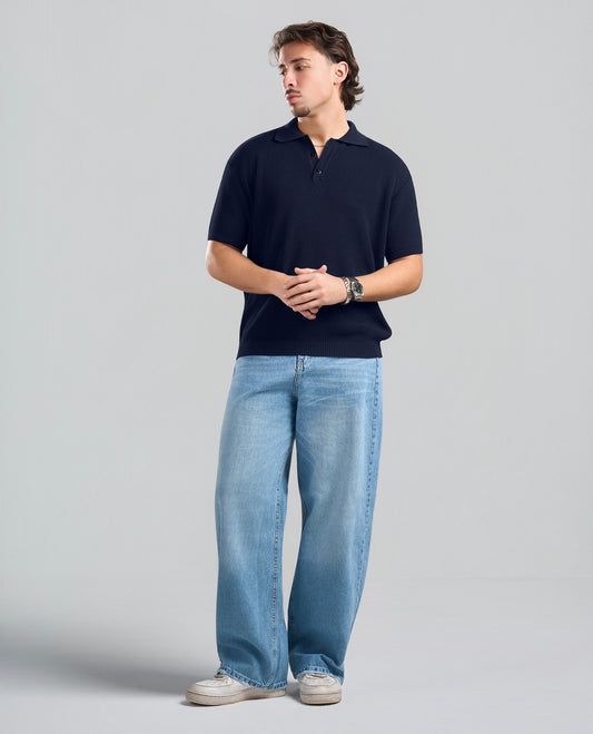 Knitted Navy blue Polo