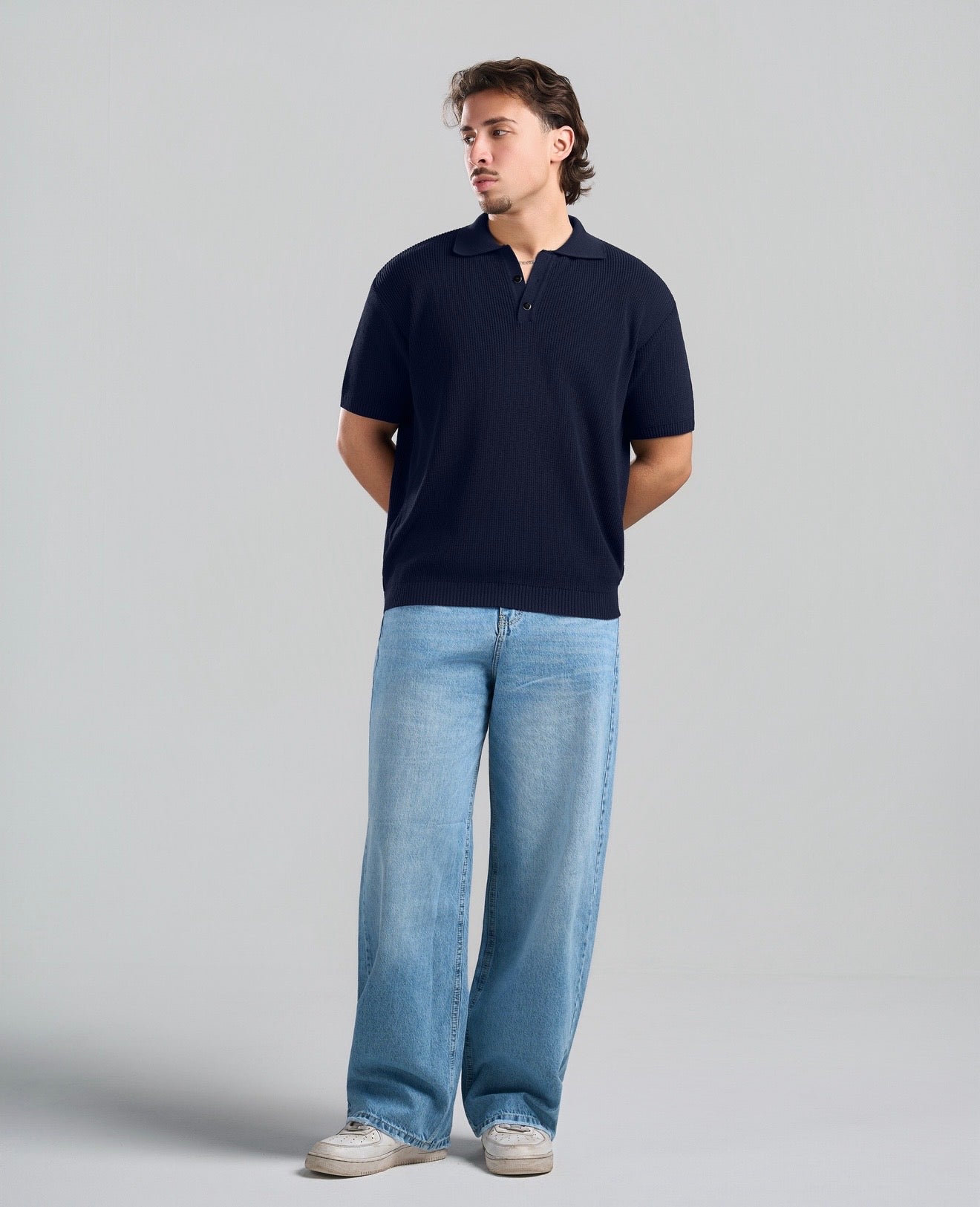 Knitted Navy blue Polo