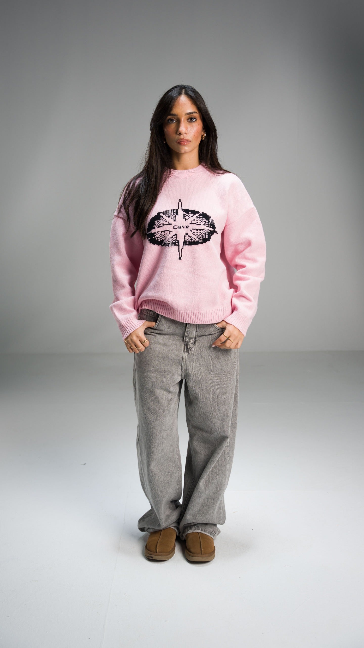 Pixels Knit pink Sweater