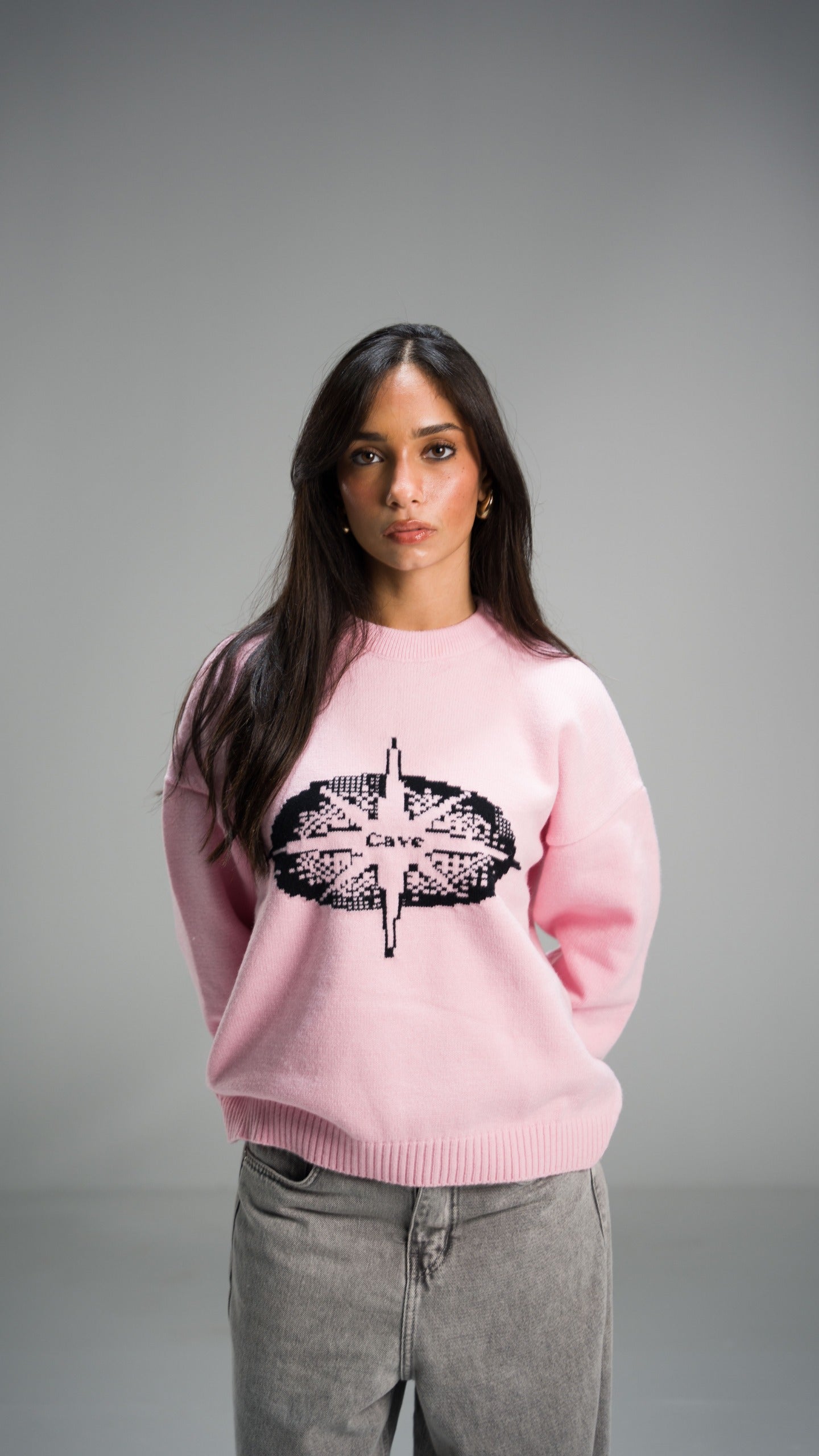 Pixels Knit pink Sweater