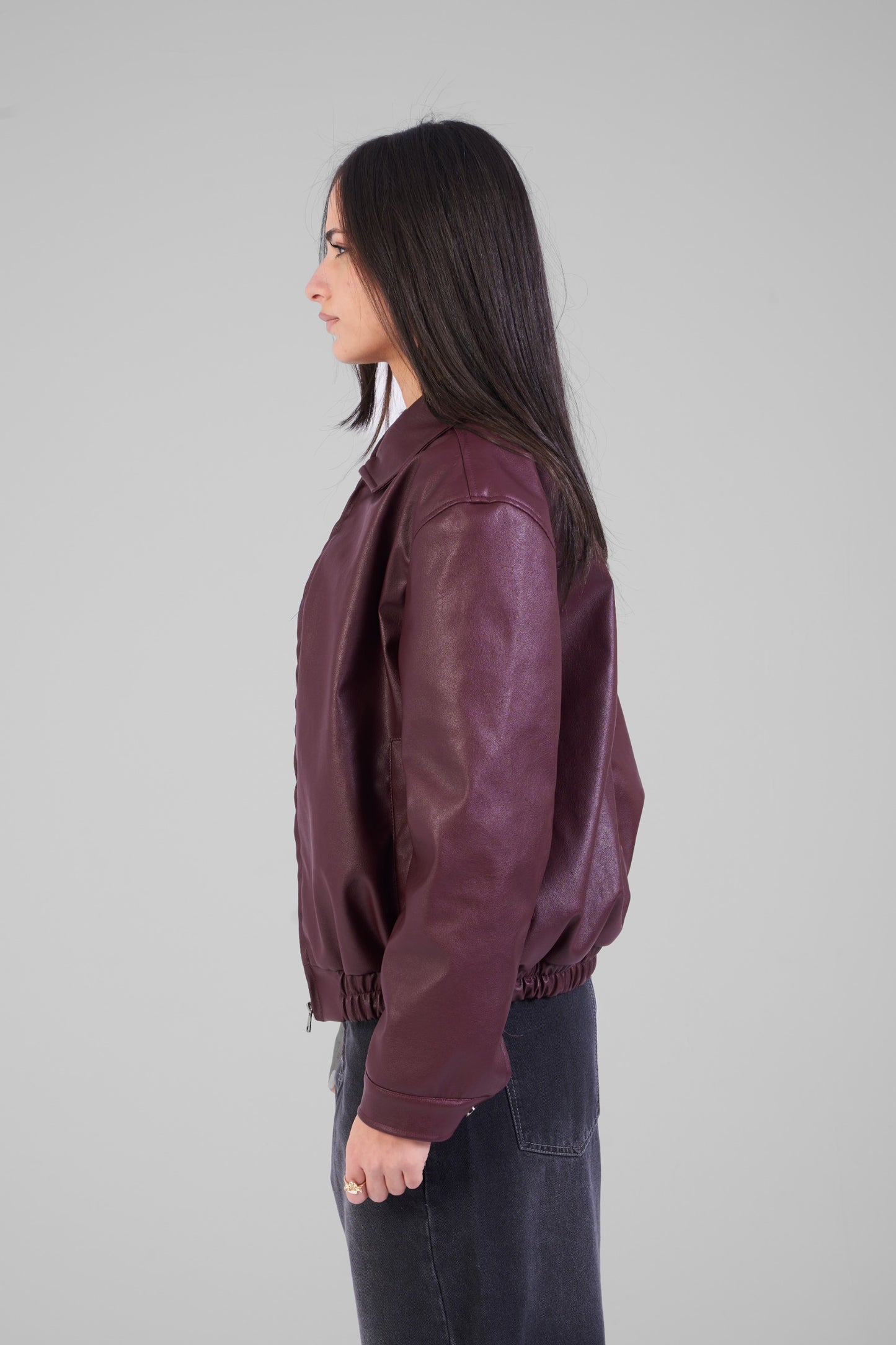 Unisex Burgundy Leather Jacket