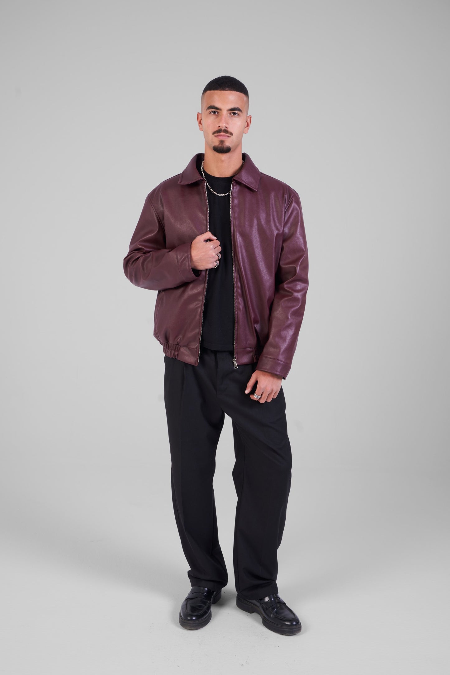 Unisex Burgundy Leather Jacket