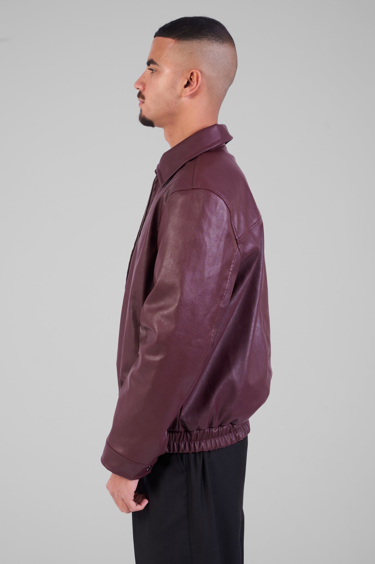 Unisex Burgundy Leather Jacket