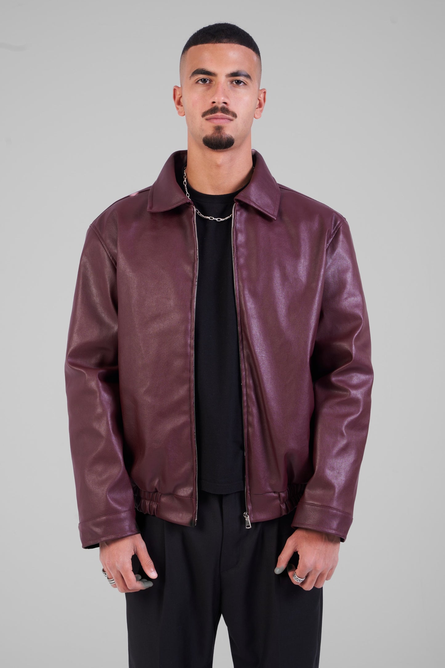 Unisex Burgundy Leather Jacket