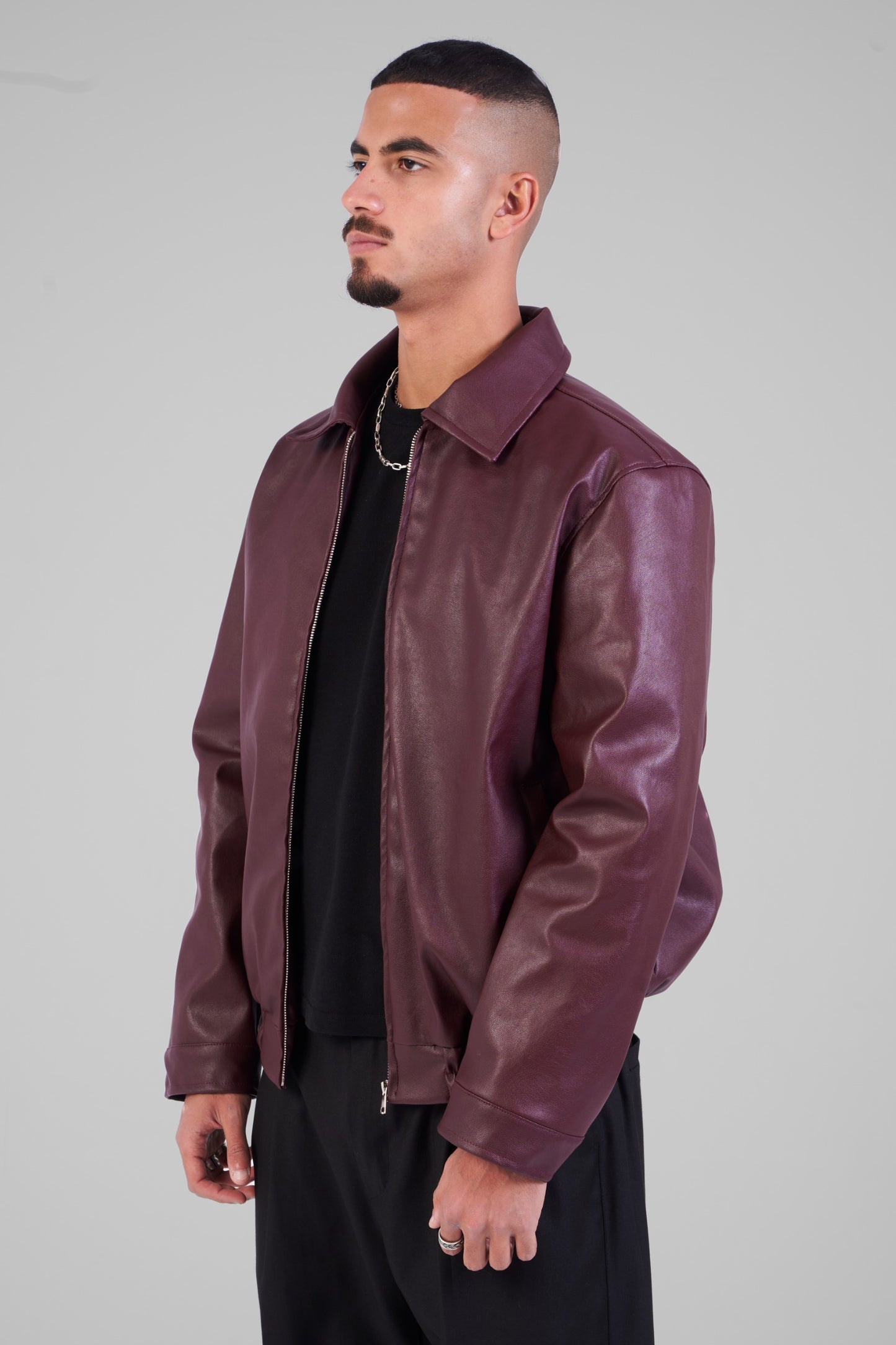 Unisex Burgundy Leather Jacket