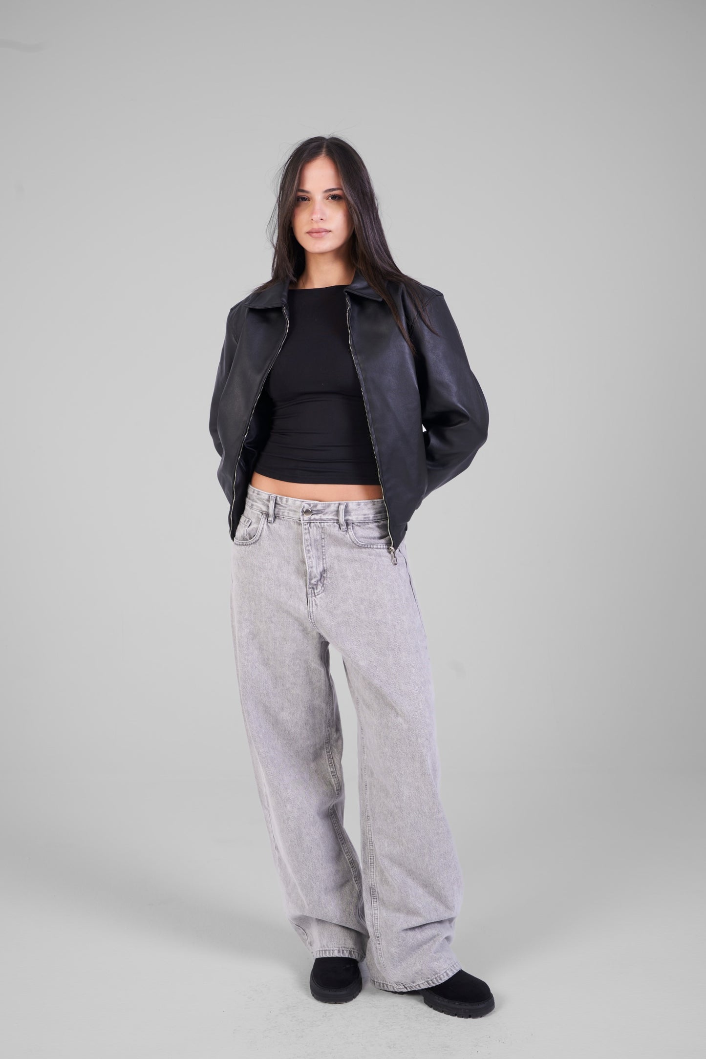 Unisex Black Leather Jacket