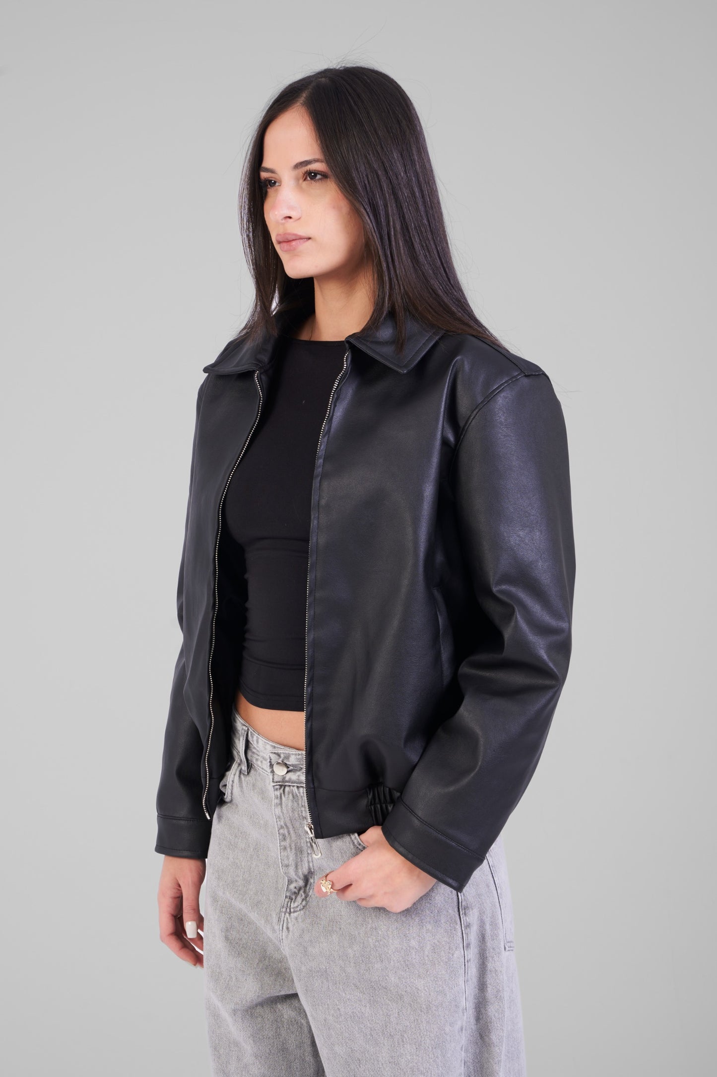 Unisex Black Leather Jacket