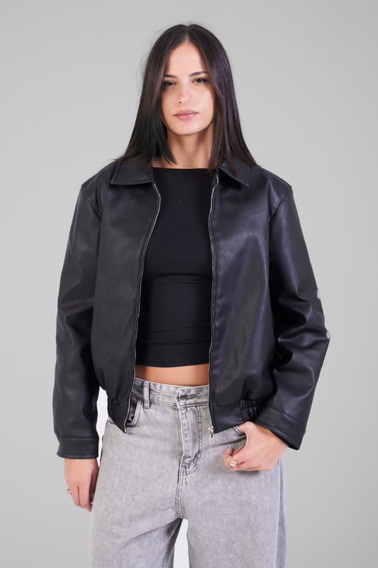 Unisex Black Leather Jacket