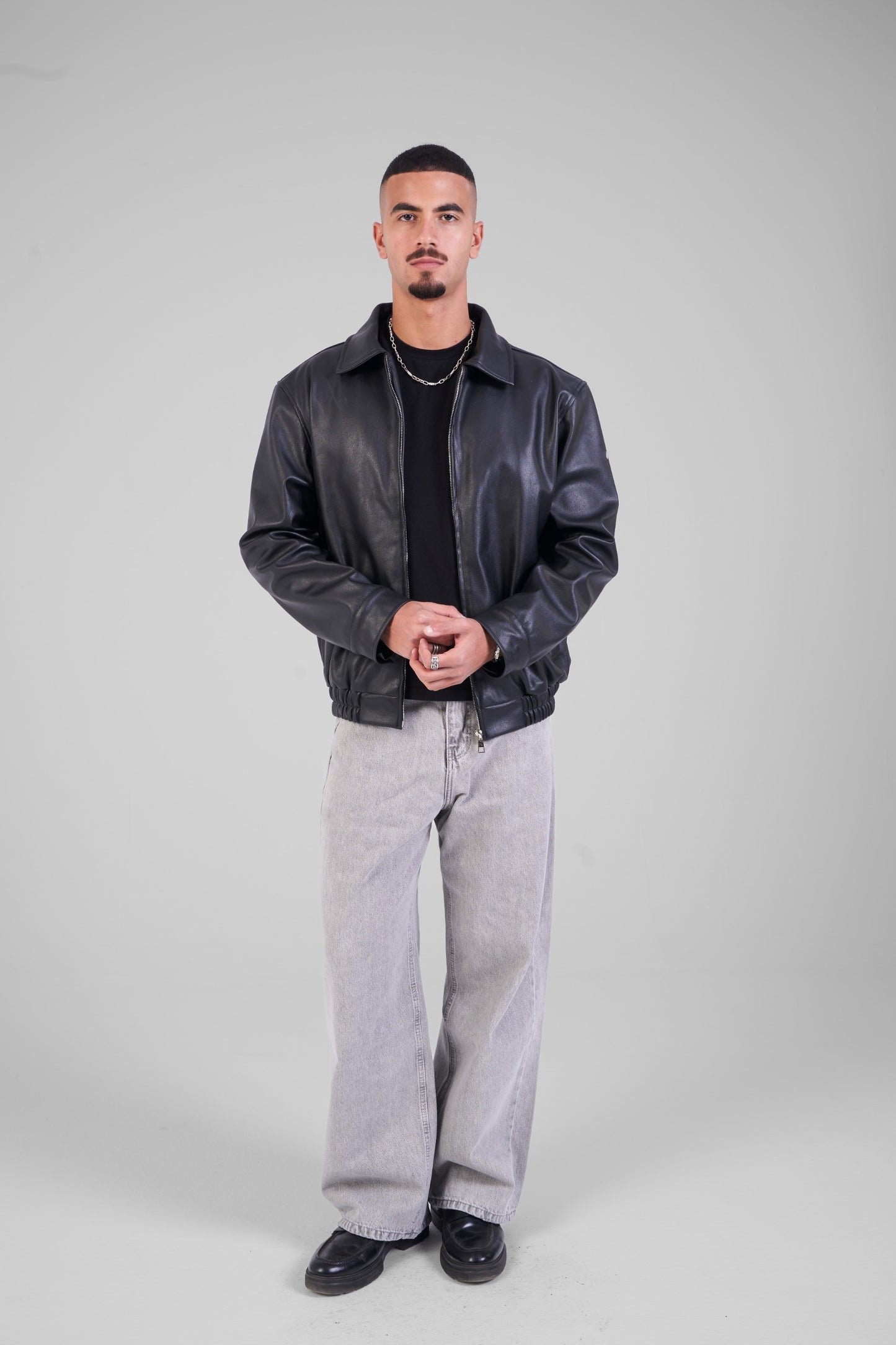 Unisex Black Leather Jacket