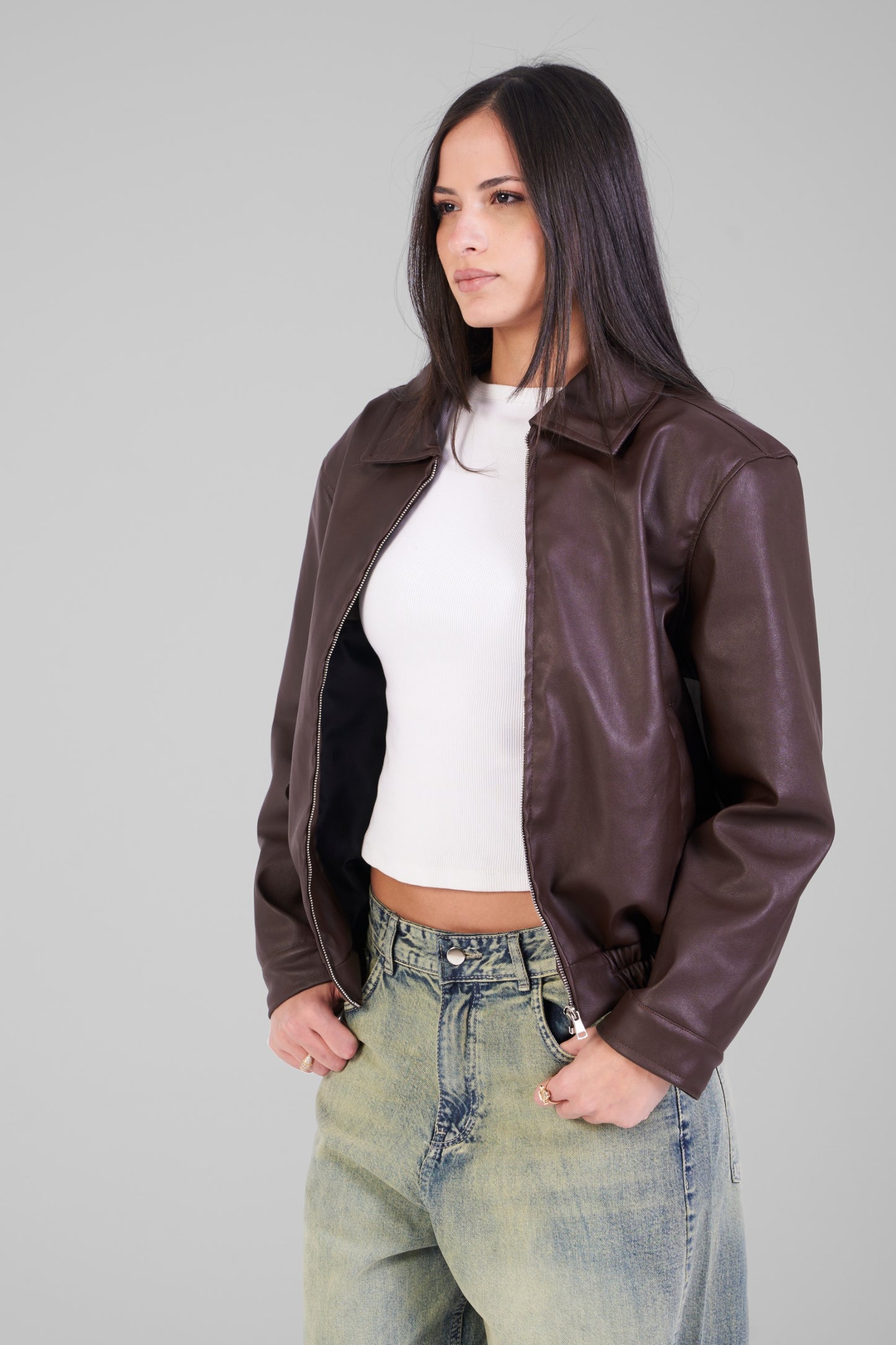 Unisex Brown Leather Jacket