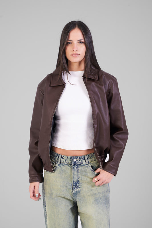Unisex Brown Leather Jacket