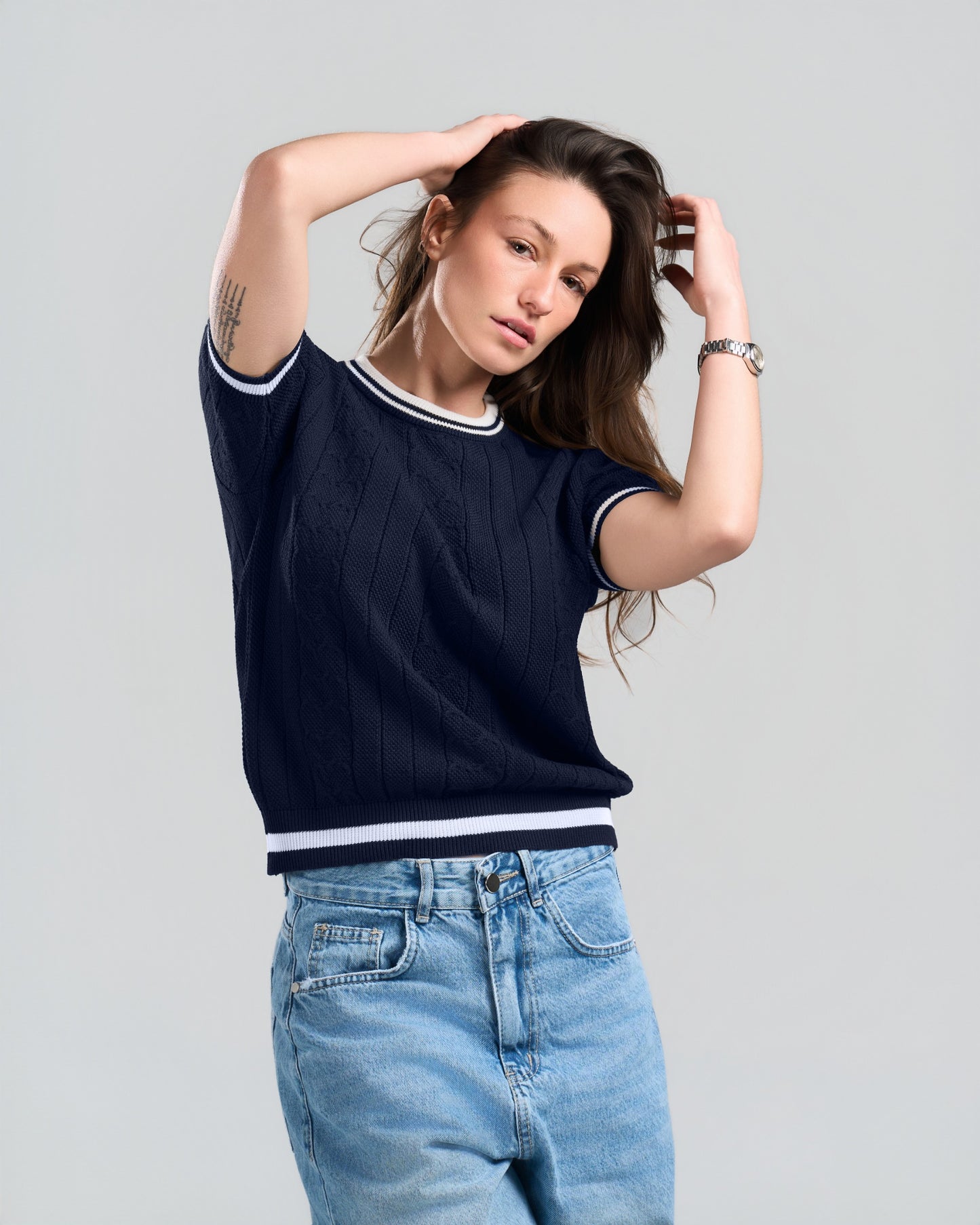 Chains Navy blue knit sweater