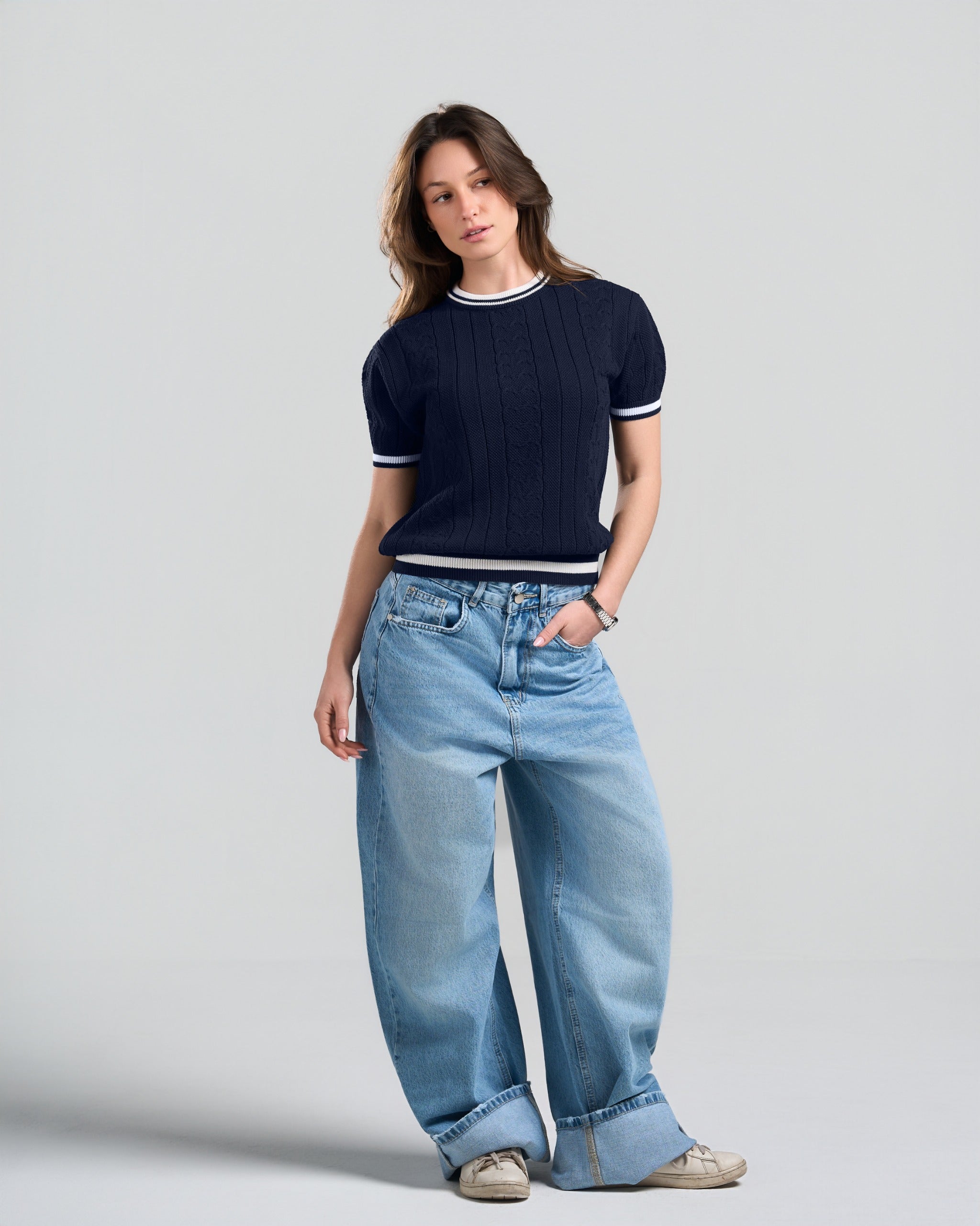 Chains Navy blue knit sweater