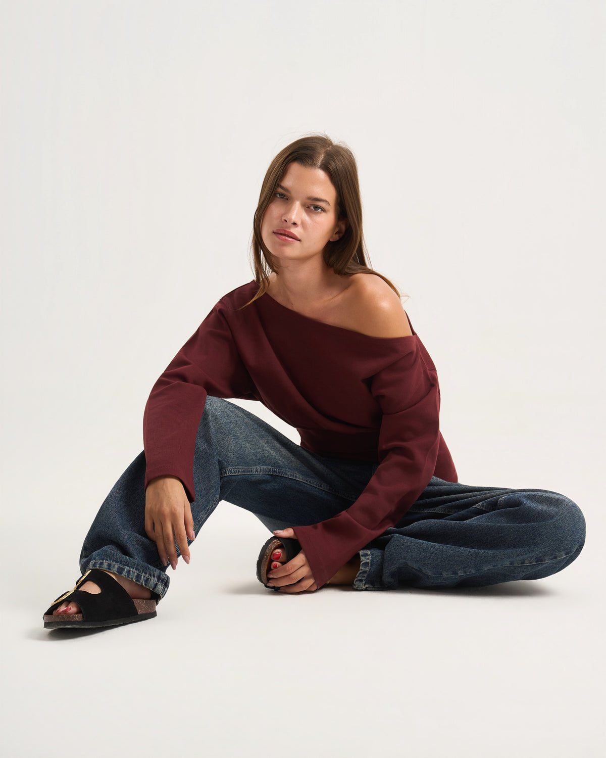 Burgundy Off Shoulder Top