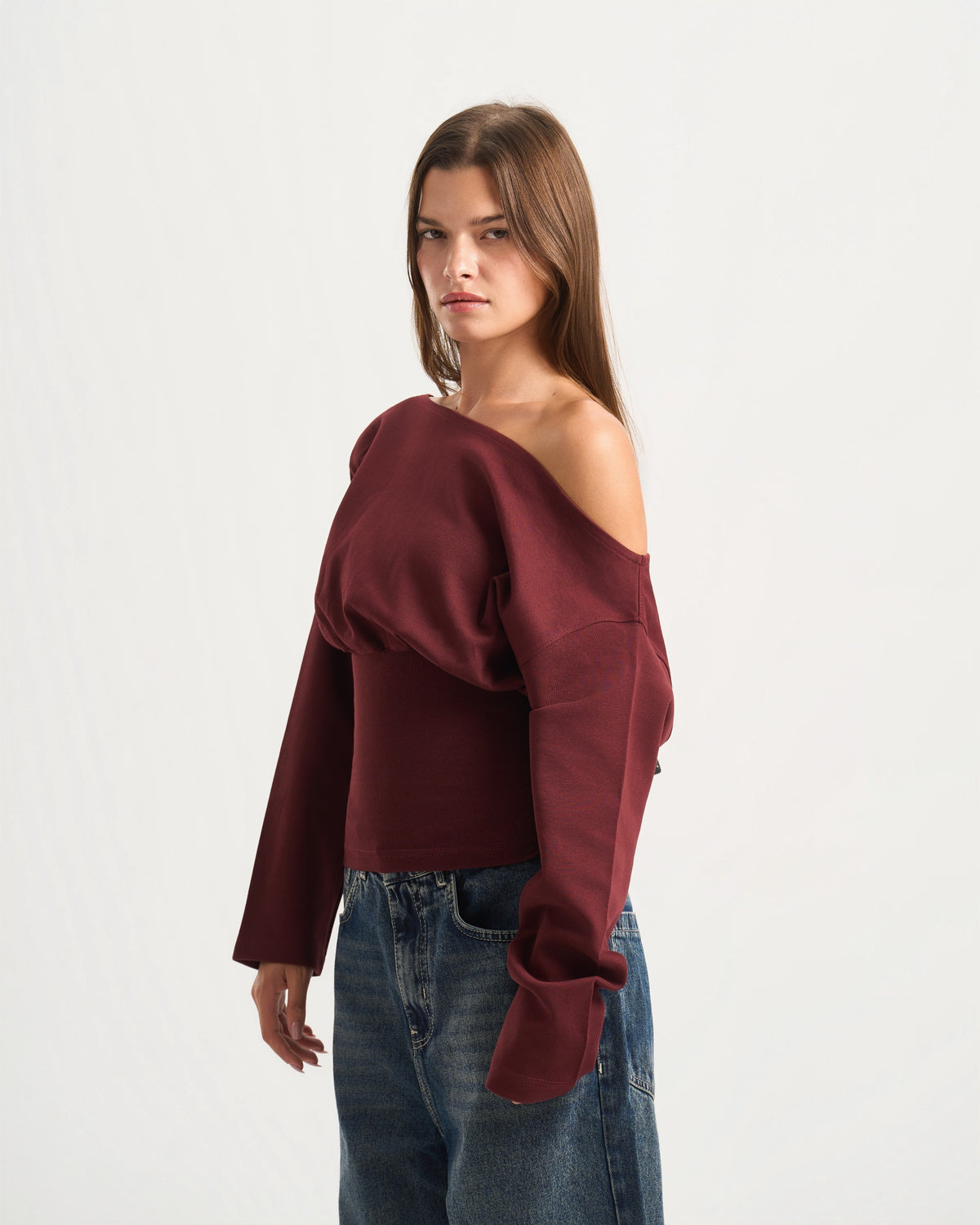 Burgundy Off Shoulder Top