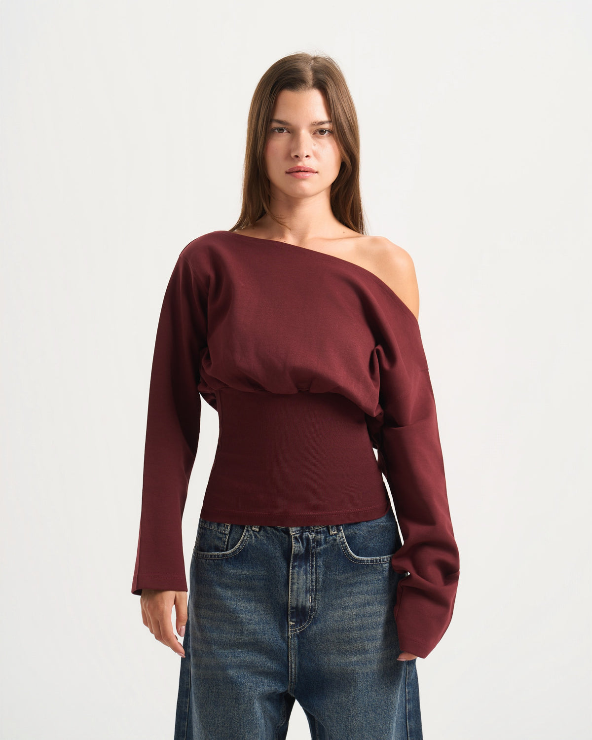 Burgundy Off Shoulder Top