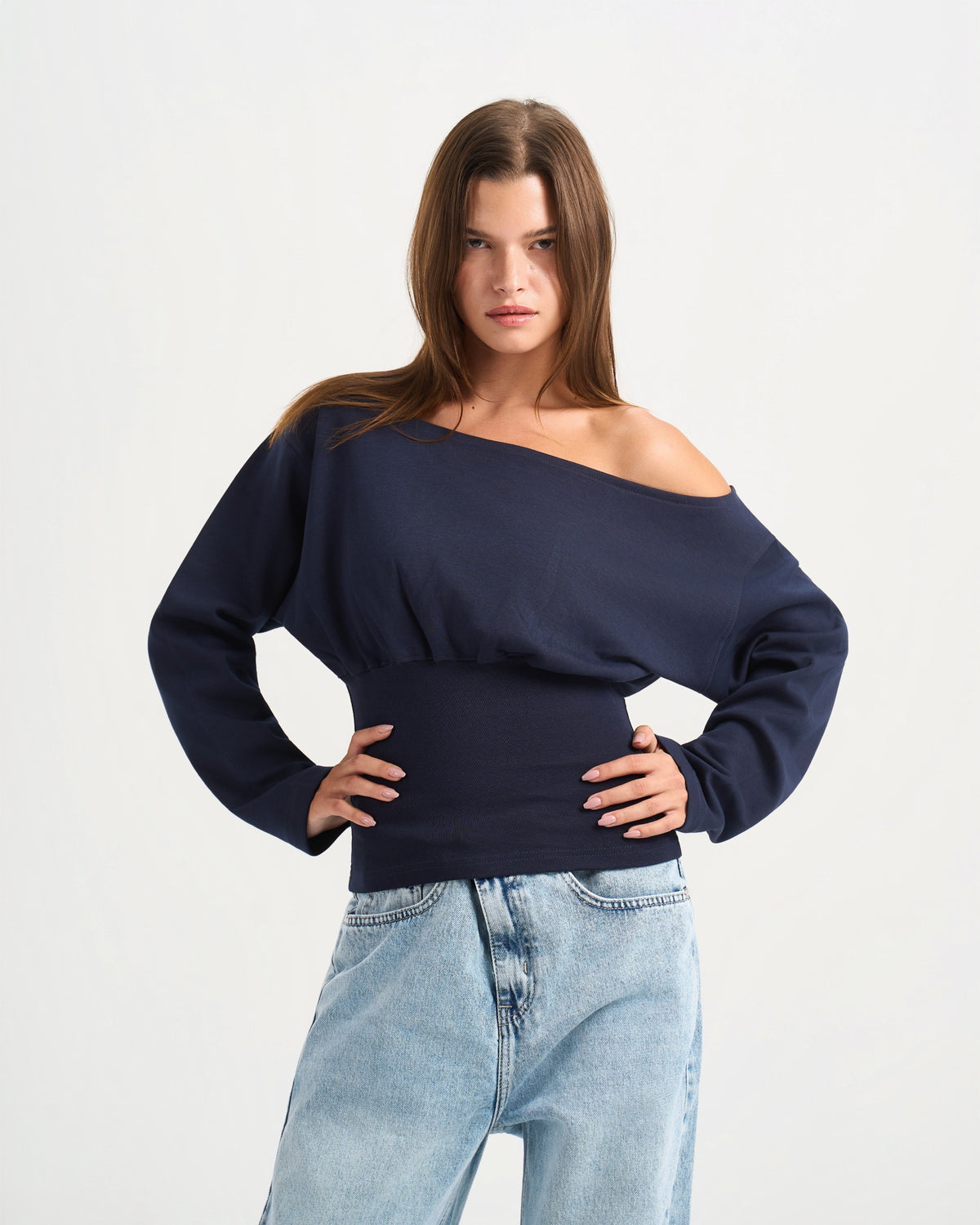 Cave Navy Off Shoulder Top