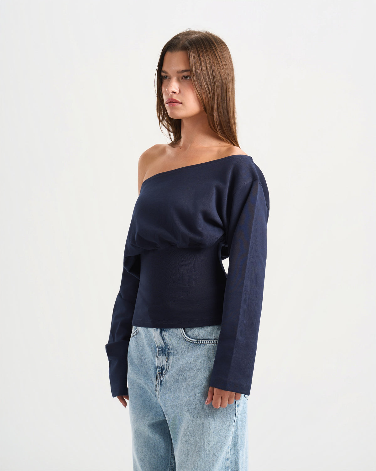 Cave Navy Off Shoulder Top