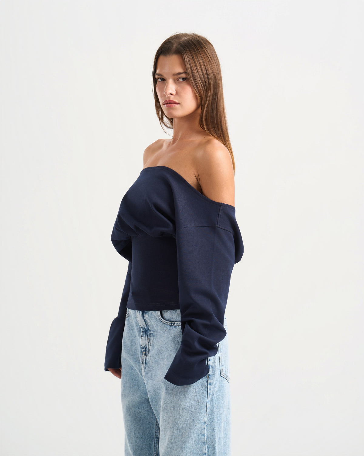 Cave Navy Off Shoulder Top